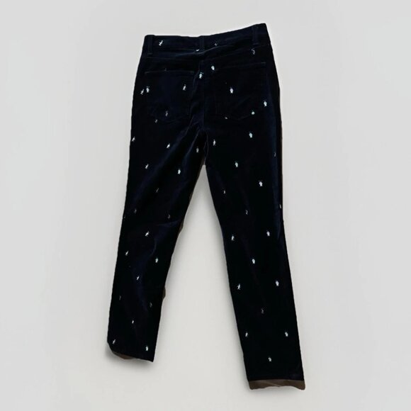 Talbots Navy Velveteen Embroidered Winter Penguins Christmas Holiday Pants 2P - Picture 2 of 10